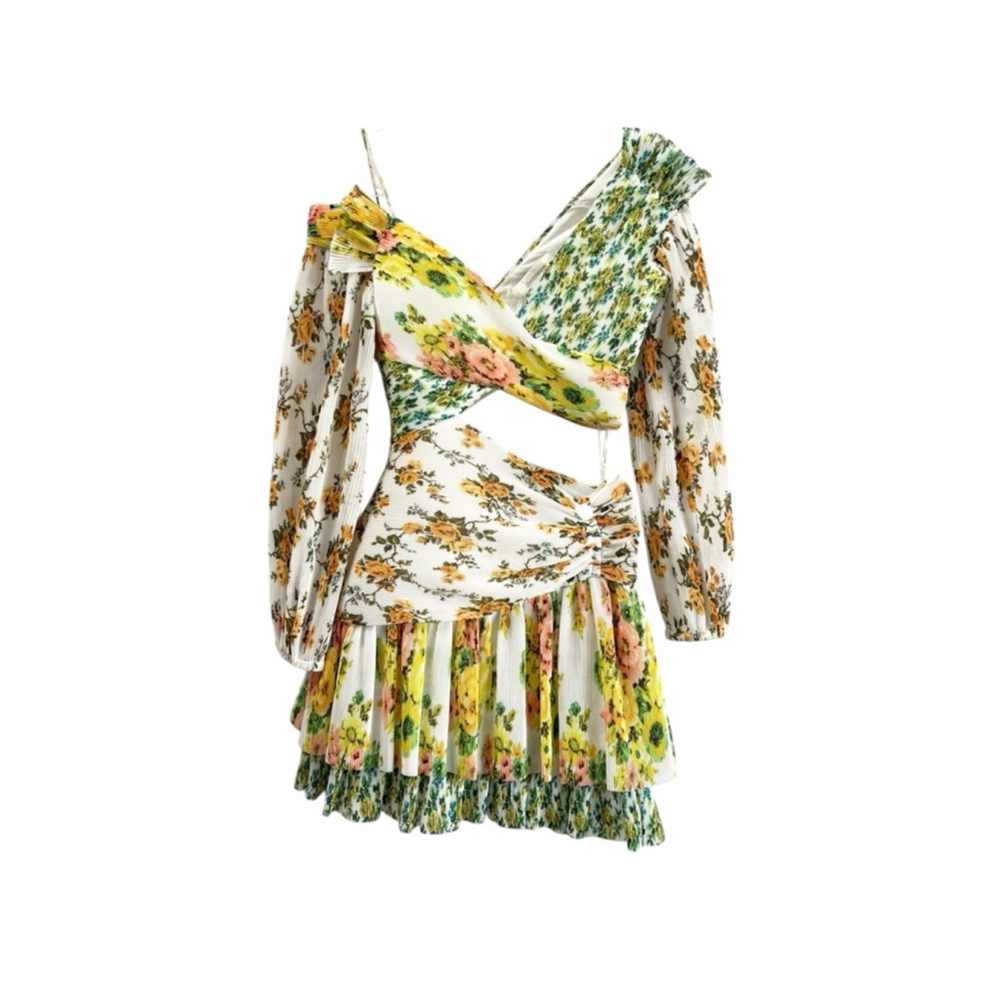 Zimmermann Floral Mini Dress - Green, Yellow, Pink